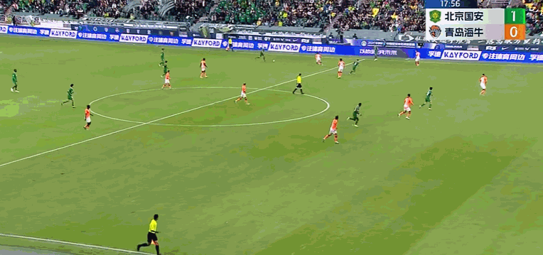 ⚡打破僵局！曹永竞轻松推射破门 北京国安1-0青岛海牛